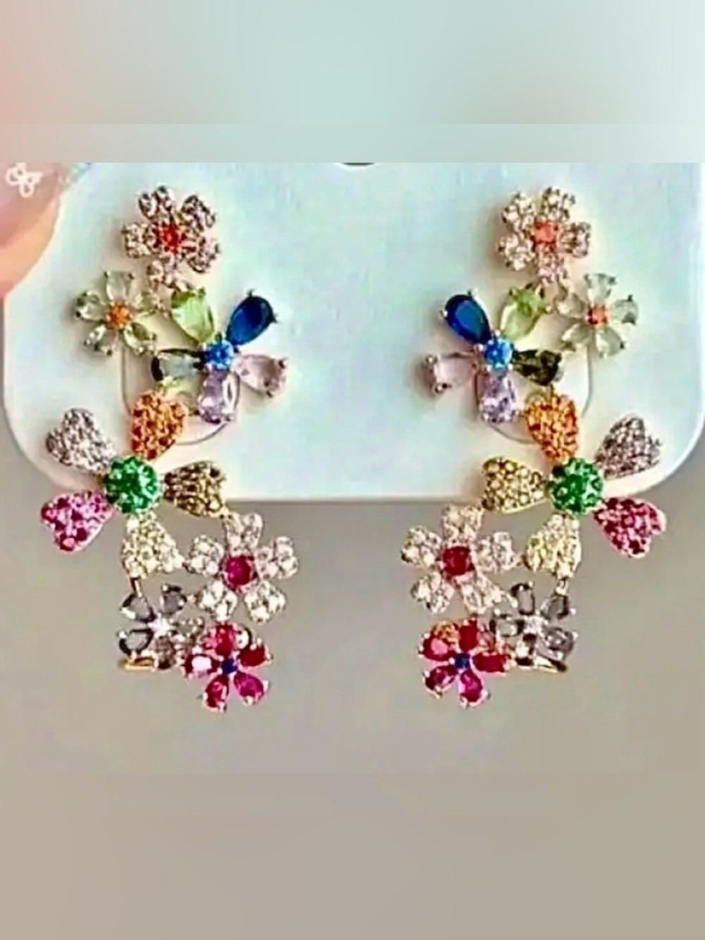NWT Floral Multicolor Gemstone Earrings